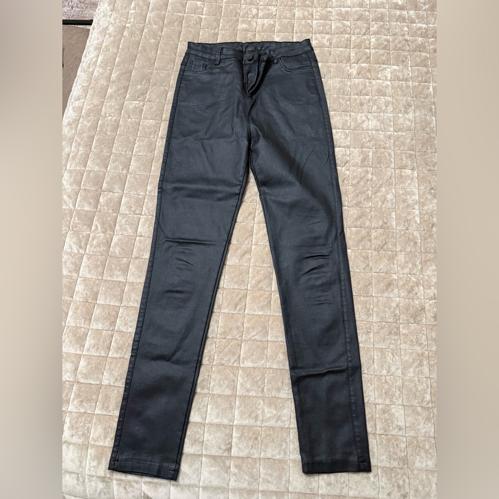 Classic Black Women's Jeans Faux Leather